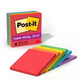 Post-it Super Sticky Notes, 4 in x 4 in, Marrakesh Collection, Lined, 6 Pads/Pack (675-6SSAN)