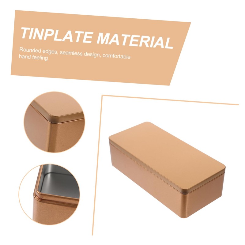 COLLBATH 2pcs Rectangular Tinplate Storage Boxes for Tea Bags and