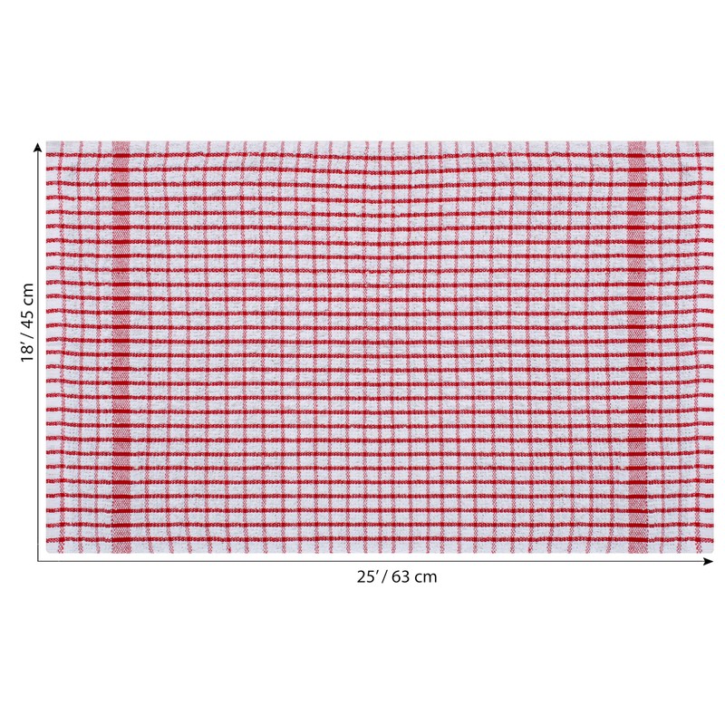 QCS Pack of 10 Monocheck Terry Tea Towel, 100% Combed