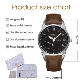 MICGIGI Men's/Women's Casual Ultra Thin Watch Analogue Quartz Wrist Watch with Leather Strap, Minimalist