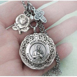 Patron Saint of Fertility Locket Necklace, St. Gerard, Expectant Mothers, Fertility, Healing Prayer Gift, Beautifully Gift Packaged