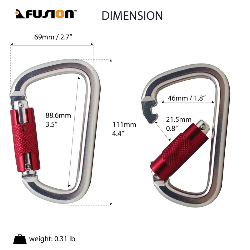 Fusion Climb Swift Auto Lock Modified D Shape Carabiner Second