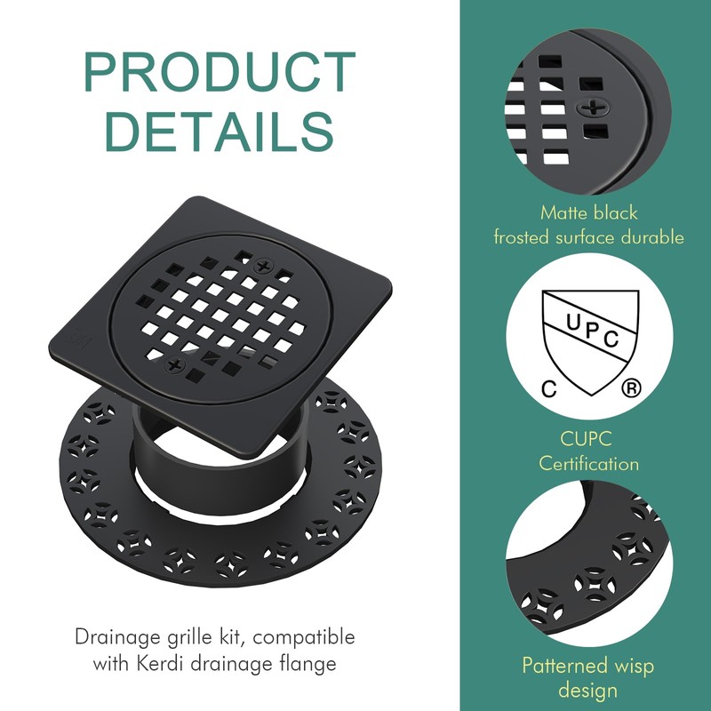 4 Inch Drain Grate Kit,Compatible with Schluter Kerdi Drain Flange,