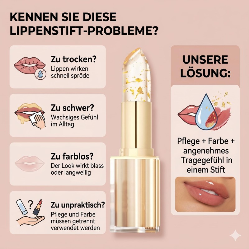 Pack of 2 Women's ColourChanging Lipstick with Gold Leaf, Adjustable
