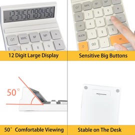 Desk Calculators, Benkaim Desktop Calculator, Big Button Calculator with12 Digit Large Display for Office, Home & Business Use