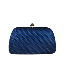 Boutique De FGG - Mini bolsas de noche de vidrio para mujer, con forma de D, para fiestas y bodas, elegantes bolsos de mano de diamantes de imitación, marino, Mini