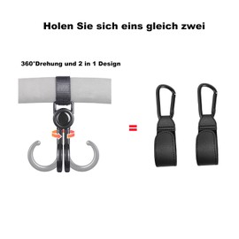 ViWaVee Pram Hooks, Velcro Hook Pram for Changing Bag, Handbags, Hanging Bags, Backpacks, Purses, Pram Accessories, Universal Fit (2 Pack)