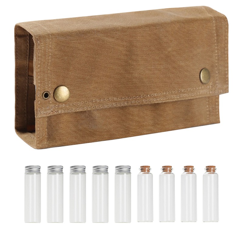 9Pcs Portable Condiment Dispenser Set with Rotating Lids Storage Bag