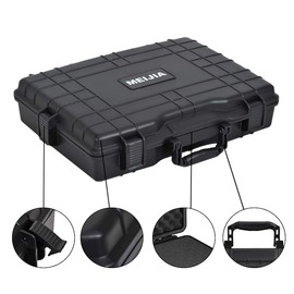MEIJIA Waterproof Hard Camera Case,Hard Laptop Case,Hard Case with Customized Fit Foam Included, Elegant Black,Fit for computers,camera,lens (21.62"X17.25"X4.87")