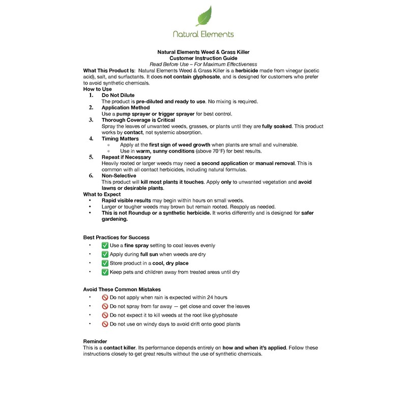 Natural Elements Weed Killer | Pet Safe, Safe Around Children