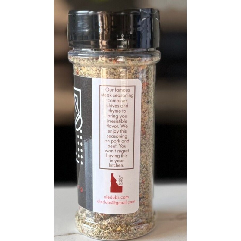 Ole Dub's Cow gourmet steak seasoning.
