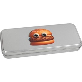 Azeeda 'Funny Burger Face' Metal Hinged Stationery Tin/Storage Box (TT00293770)