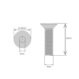 M5 (5mm x 25mm Inc Head) Hex Socket Countersunk Machine Screws - BZP Steel (Pack of 20)
