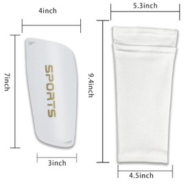 SZXMDKH Football Shin Guards + High Elastic Sleeves for Young Boys Girls - Sports Shin Guards | Kick Injury Protection (White), Large)