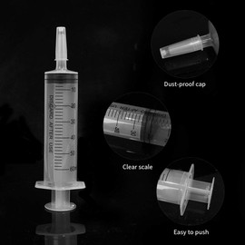 HYCKee10 Pack 60ml Plastic Syringe with Cap, Multiple Uses Measuring Syringe Tools for Labs, Measuring Liquids and Dispensing