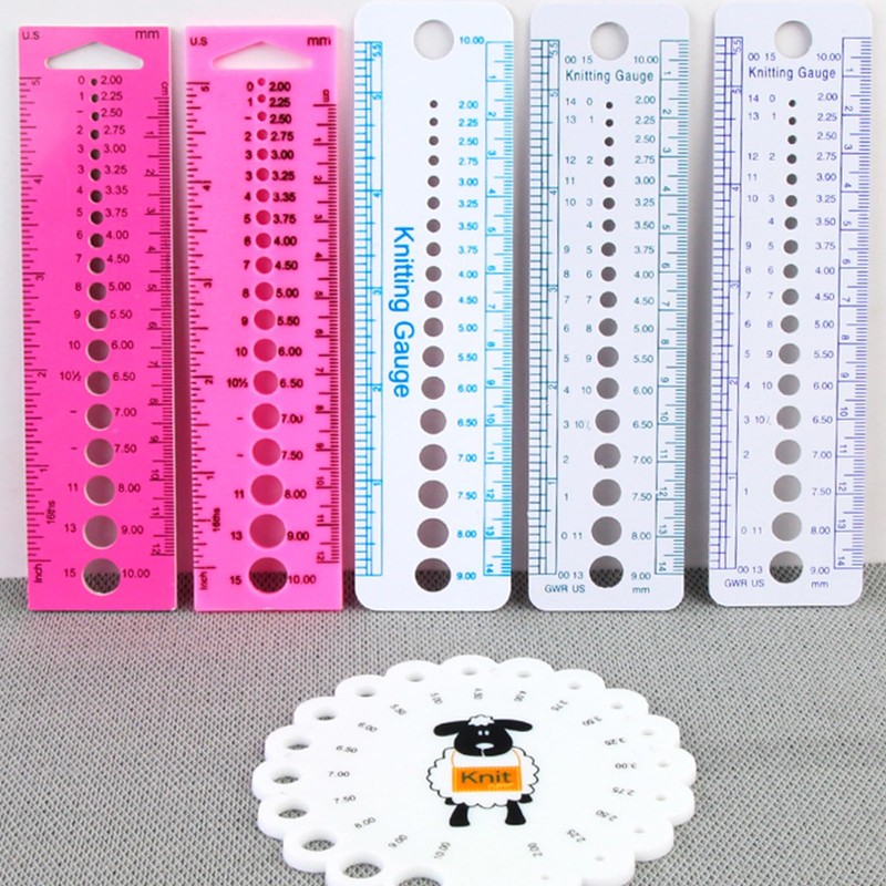Haiki Multifunctional Knitting Needle Gauge Ruler Knitting Needle Measuring Tool