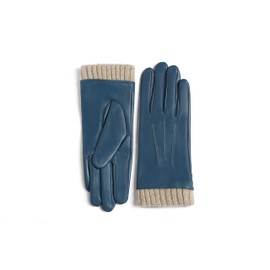 YISEVEN Women's Winter Sheepskin Leather Gloves Fleece Lined Wool Long Cuffs Driving Genuine Ladies Dress Warm Heated Lining for Cold Weather Work Accessories Gifts, Navy Blue 6.5"/S