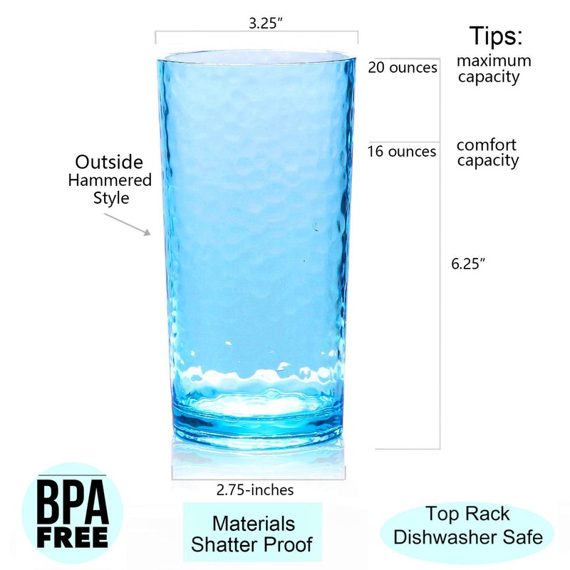 KX-WARE 14-ounce and 20-ounce Acrylic Glasses Plastic Tumbler, set of