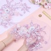 CRAFTYMELODY 2PCS 3D Embroidered Flower Fabric Beaded Lace Applique Lavender