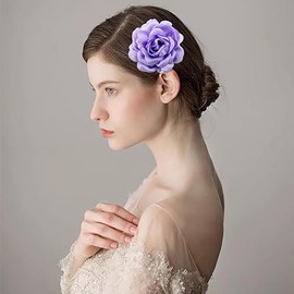 Peony Flower Brooches Pins Delicate Chiffon Rose Flower Brooch Classic for Party Dance Banquet for Women Ladies Lapel Pins Dress Suit Ceremony Clothes Accessories Jewelry Gifts 95mm (Light purple)