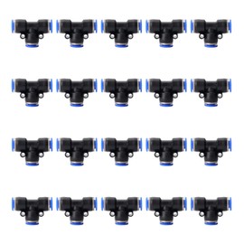 PIONFYNES 20PCS 1/4 Inch OD Push to Connect Fittings Tee, Pneumatic Fittings Quick Connect Air Hose Fittings (PE, 1/4" OD)