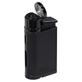Colibri EVO Angled Single Jet Flame Butane Lighter, Windproof & Refillable, User-Friendly with Pachmayr Grip, Blue Fuel Window and Adjustable Flame - Sleek Design (Black)