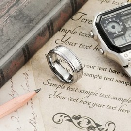 King Will Silver Celtic Knot Tungsten Wedding Rings Two Grooves Edge Laser Polished Celtic Knot Center and Matte Brushed Surface Wedding Band for Men Women 9