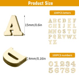 Yuanchu Pack of 204 Small Wooden Letters and Wooden Numbers, 15 mm Wooden Letters for Crafts and Painting, Lowercase Letters (A-Z) Numbers, Wooden Letters Decoration for DIY, Early Learning, Wedding,
