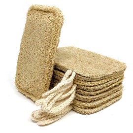 Joeji's Kitchen Pack of 8 Natural Eco Dishwasher Sponges - Sustainable Plastic Free & Biodegradable Loofah Sponge with Hanging String to Dry