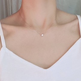 14k necklace cubic chain women’s silver necklace 41cm pink gold / 14k목걸이 큐빅 체인 여자 은 목걸이 41cm  핑크골드(Pink Gold)