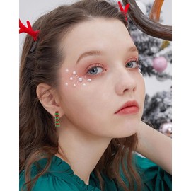 Lourny Crystal Hoop Earrings for Women, 18K Gold Plated Chunky CZ Earrings Hypoallergenic Trendy Lightweight Earring Multcolors Jewelry Gifts for Women (Christmas-01 Silver)