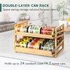 Yumkfoi Rolling Bamboo Can Organizer Rack, Stackable Double-Layer Can Organizers
