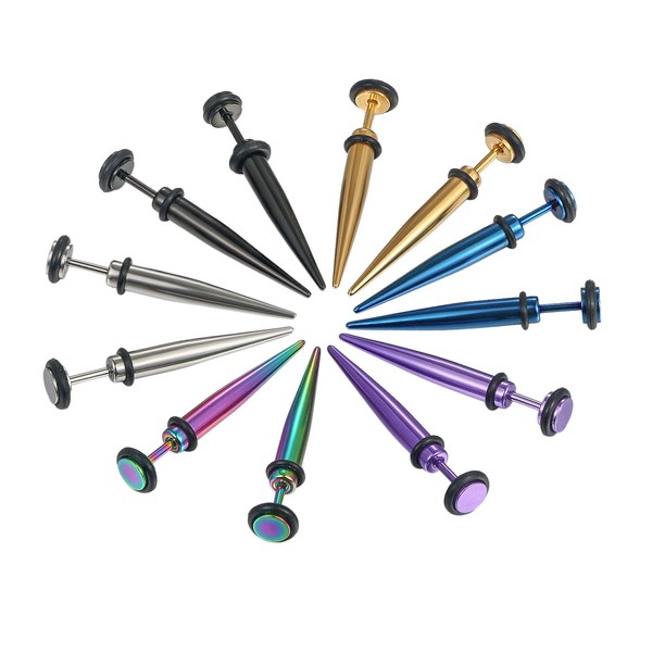 Aroncent Men's Stainless Steel Hip Hop Stud Earrings (6 Colours/Pair)