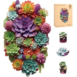 Wooden Puzzles,Succulent World Jigsaw Puzzles,Unique Shaped Wooden Puzzle for Adults and Kids,Hoilday Gift,Family Game,Laser Cut,Sublimation Puzzle:_300PCS Octopus