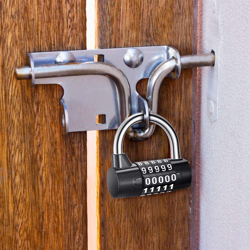 Zinc Alloy U-Shape Padlock, 5 Digit Dial Combination Password Code