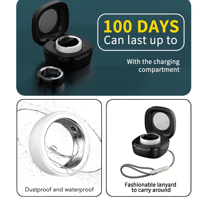 Smart Ring Multifunction Sleep Temperature Monitoring Pedometer 23mah Health Tracker