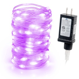 WYZworks LED String Lights 33 feet 100 LEDs Flexi Starry Ribbon Fairy Lights, 8 Modes w/6H Timer, Waterproof, Transparent Wire, Plug-in, Outdoor, Christmas Tree, Holiday, Plug-in, Purple
