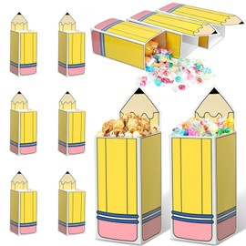 Gleemix School Pencil Gift Box, First Day of School Popcorn Boxes, School Introduction Candy Bar Cups, Party Gifts, for School and Classroom Decorations