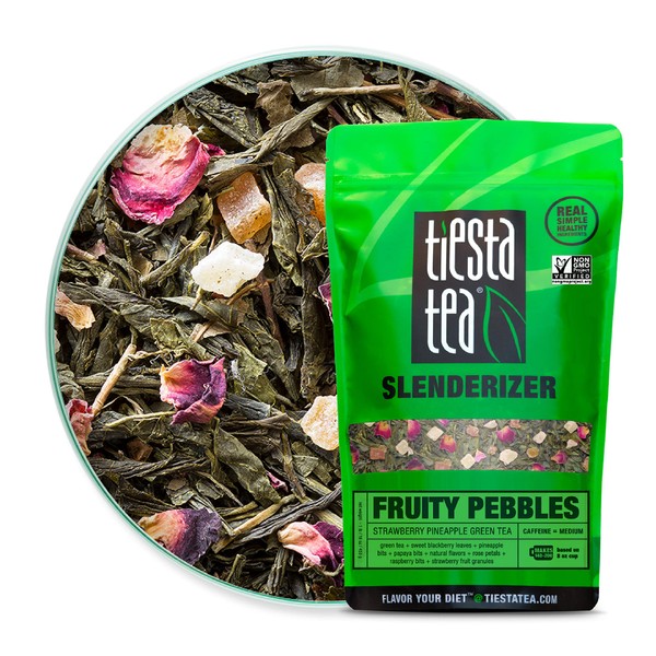 Tiesta Tea - Fruity Pebbles, Loose Leaf Strawberry Pineapple Green Tea, Medium Caffeine, Hot & Iced Tea, 1 lb Bulk Bag - 200 Cups, Natural, Detox Tea, Green Tea Loose Leaf