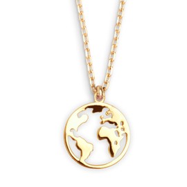 XENOX® World Globe Necklace – Women's Necklace Made of High-Quality 925 Sterling Silver with World Globe Pendant, Sterling Silver, No Gemstone
