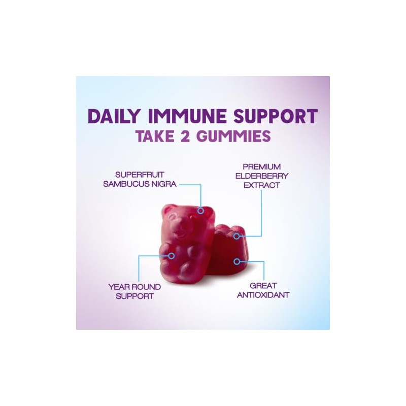 Immune Support Gummies with Sambucus Black Elderberry Extract - Extra