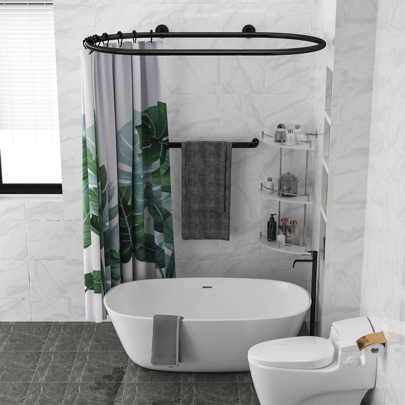 Hoop Shaped Shower Curtain Rod 58.3"x24" – Rustproof Square Oval