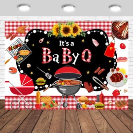 BBQ Baby Shower Backdrop 7x5ft It’s A BabyQ Party Background Barbecue Picnic Baby Q Party Decorations Photography Banner Photo Studio Props