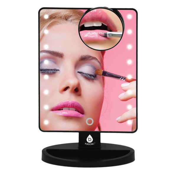 Pursonic Espejo de Cambiador con luz LED/Espejo de Maquillaje con luz Brillante Natural con Espejo Desmontable 5X