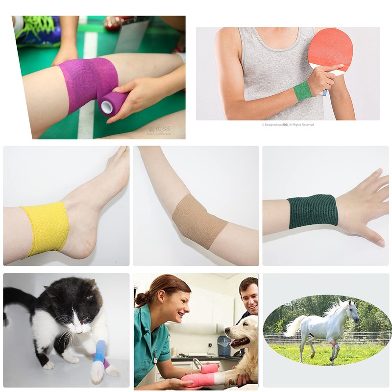 LHUI 自己粘着性 伸縮包帯 弾性包帯 2.5cm*4.5m*12個 エラスチックバンデージ 褐色