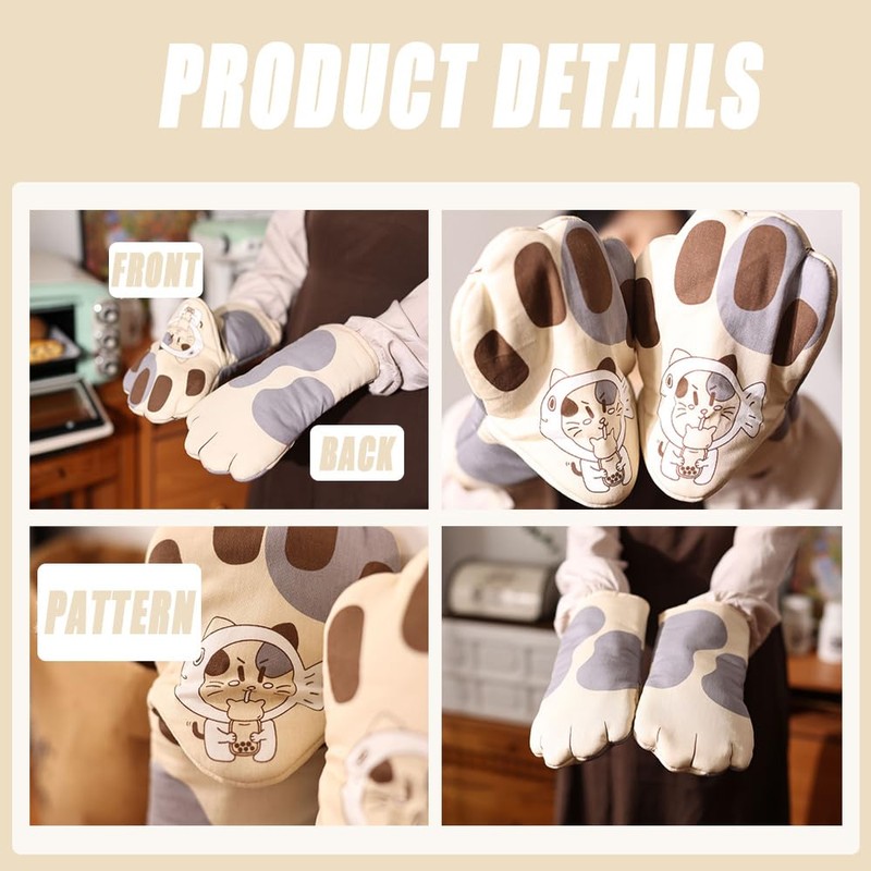 1 Pair Funny Oven Mitts, Cat Claw Mitts, Heat Resistant