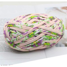 Gbrand 1 Piece Colorful T Shirt Yarn for Knitting Fabric Crochet Fabric for DIY Knitting Fabric Art (#60, Purple Flower)