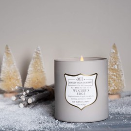Manly Indulgence Winters Edge - Vela perfumada en tarro de madera, mezcla de soja de primera calidad, cera blanca, 60 horas de quemadura, vela en tarro gris mate para el hogar y los hombres, 15 onzas,