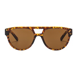 LJCZKA Round Double Bridge Sunglasses for Men Women, Classic Round Sunglasses Vintage Pilot Style Flat Top Shades UV400