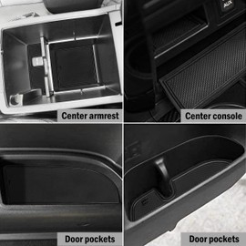 SENSHINE for Toyota 4Runner Accessories 2010-2021 2022 2023 2024 Cup Holder Inserts, Center Console Shift Liner, Door Pocket Slot Mats Non-Slip Anti Dust Pad Custom Interior 26 Pcs (2 Row, Black Trim)